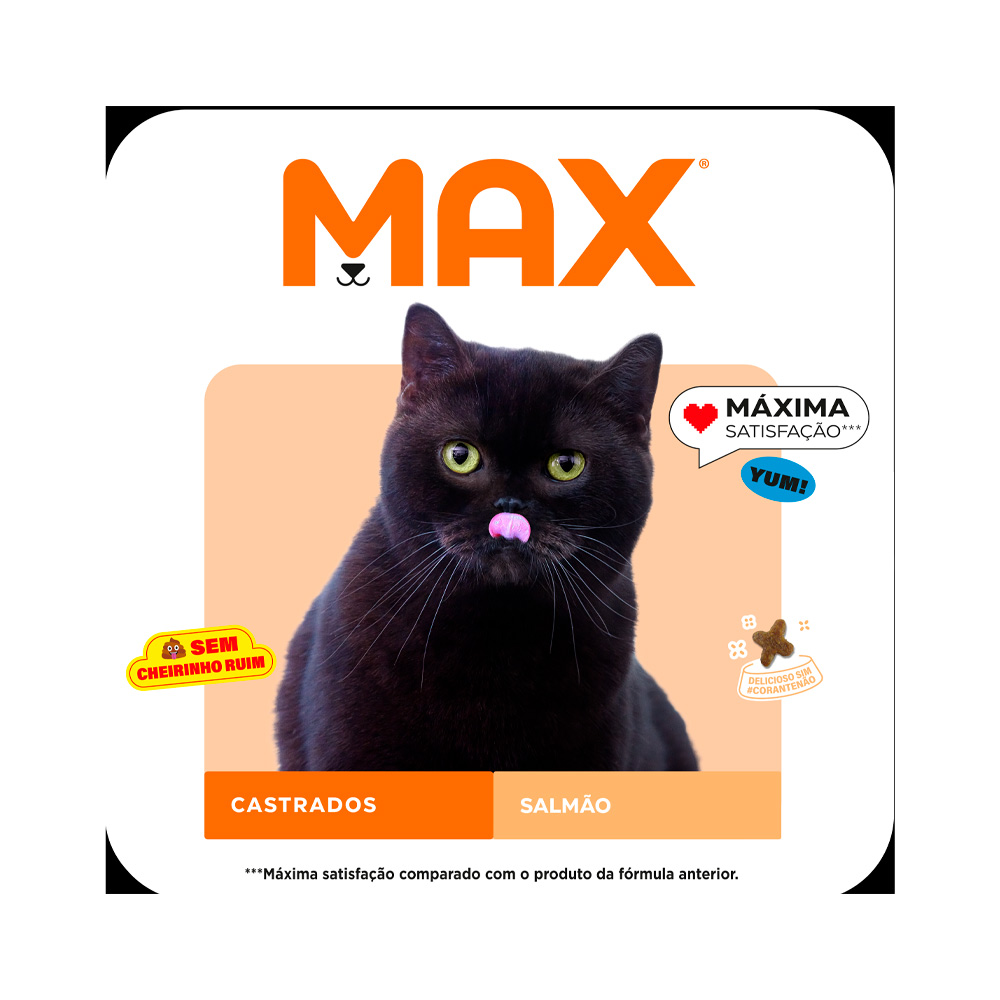 Ração Max para Gatos Adultos Castrados Sabor Salmão
