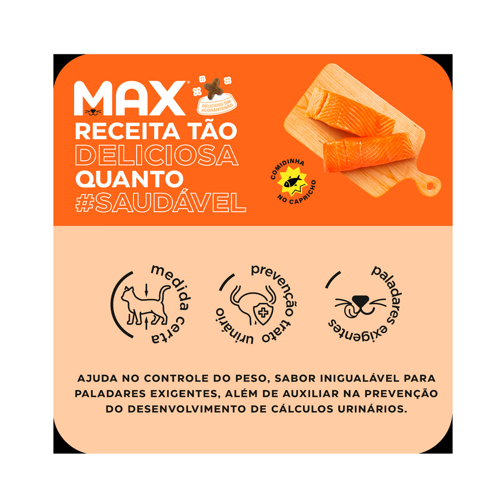 Ração Max para Gatos Adultos Castrados Sabor Salmão