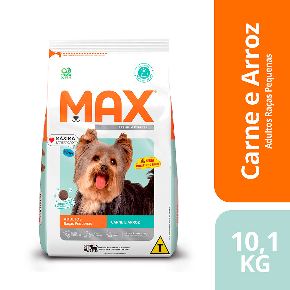 Ração Max para Cães Adultos de Porte Pequeno Sabor Carne e Arroz