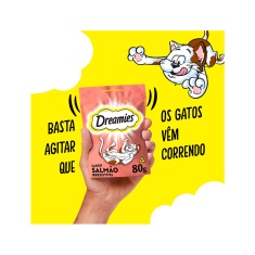 Petisco Dreamies Sabor Salmão Irresistível para Gatos Adultos