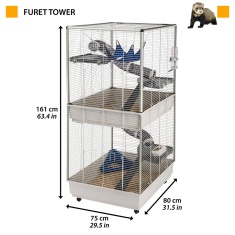 Gaiola Ferplast Para Ferret/Furão e Chinchilas Furet Tower Branca