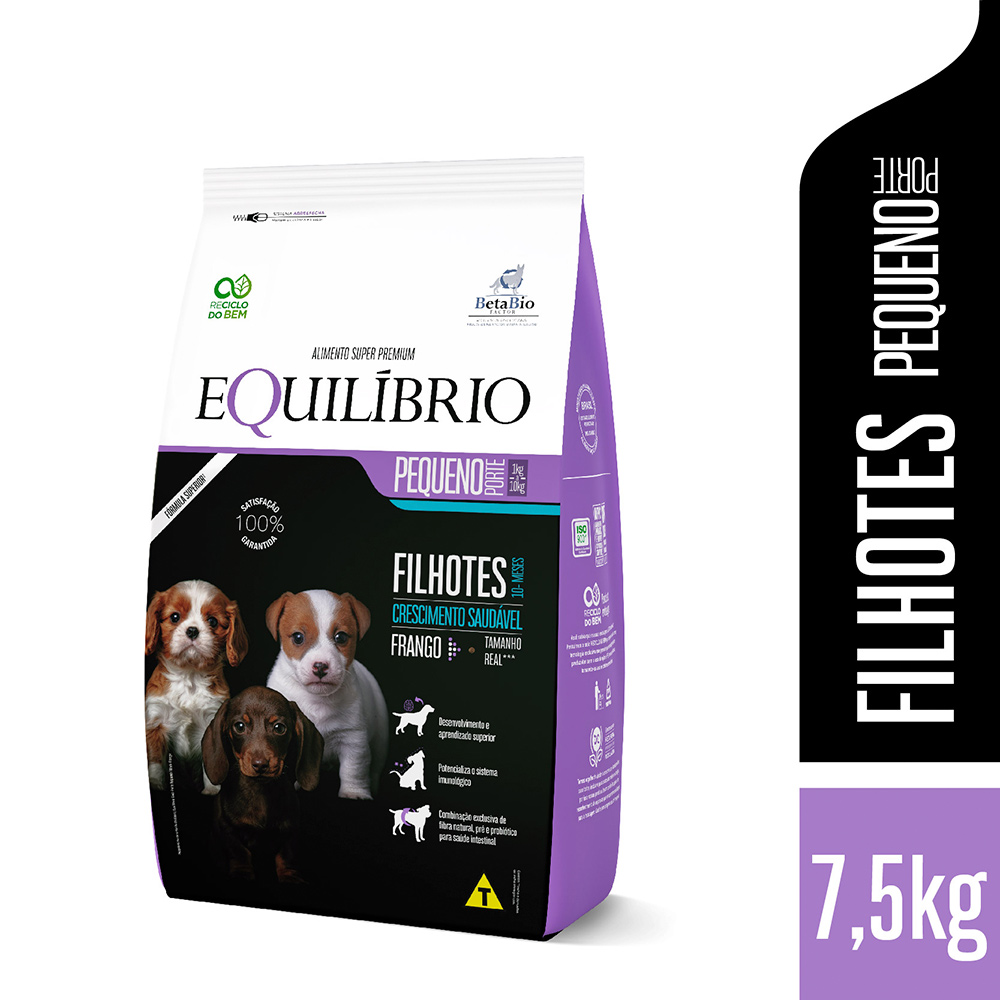 Ração Equilíbrio para Cães Filhotes de Porte Pequeno Sabor Frango