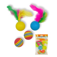 Brinquedo Chalesco Kit Bolas Colorido para Gatos