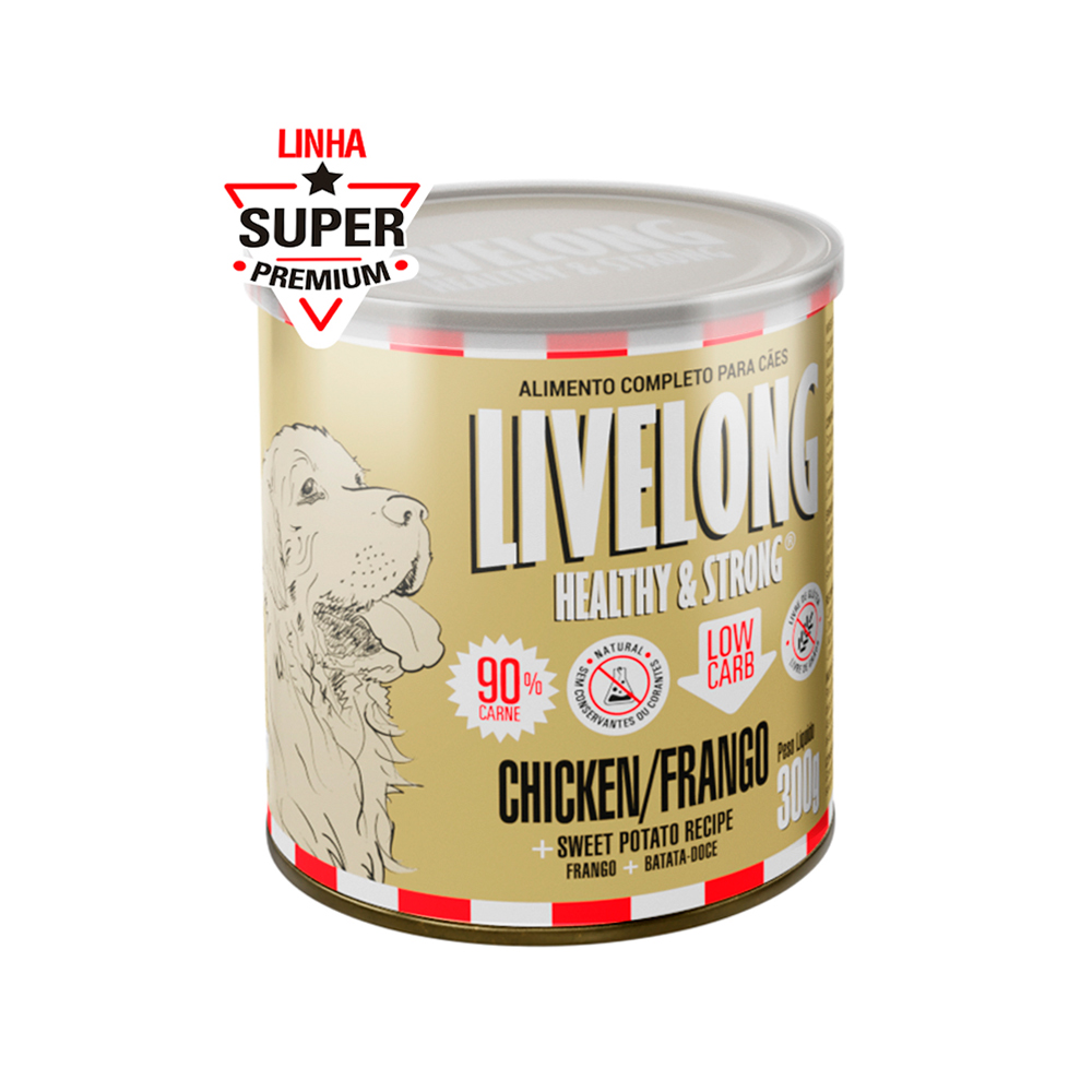 Ração Úmida Livelong Frango com Batata-Doce para Cães 300g