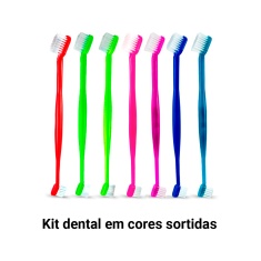 Conjunto de Higiene Dental Cat Dog Creme Dental Morango e Escova de Cabo Longo - Cores Sortidas