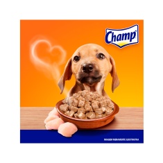 Ração Úmida Champ para Cães Filhotes Sabor Caseiro Frango 85 g