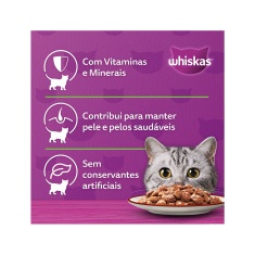 Ração Úmida Whiskas Sachê Carne ao Molho para Gatos Adultos Castrados 85 g