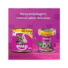 Ração Úmida Whiskas Lata para Gatos Adultos Sabor Frango - 290g