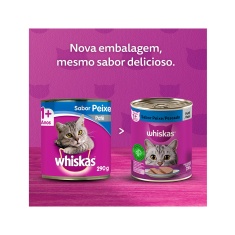 Ração Úmida Whiskas Lata para Gatos Adultos Sabor Peixe - 290g