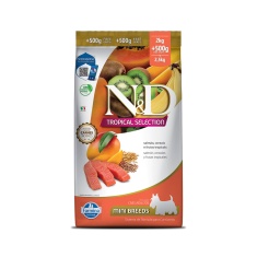 Ração Farmina N&D Tropical Selection para Cães Adultos de Porte Mini Sabor Salmão, Cereais e Frutas Tropicais 2kg + 500g Grátis