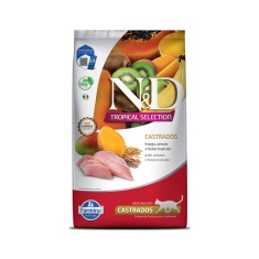 Ração Farmina N&D Tropical Selection para Gatos Adultos Castrados Sabor Frango, Cereais e Frutas Tropicais