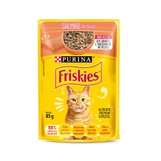 Ração Úmida Friskies Sachê para Gatos Adultos Sabor Salmão ao Molho - 85g