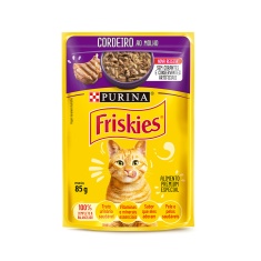 Ração Úmida Friskies para Gatos Adultos Sabor Cordeiro ao Molho 85g