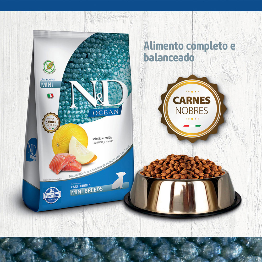 Ração N&D Ocean para Cães Filhotes de Porte Mini Sabor Salmão e Melão
