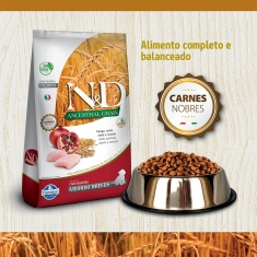 Ração Farmina N&D Ancestral Grain para Cães Adultos de Raças Médias Sabor Frango e Romã