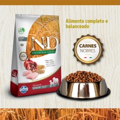 Ração Farmina N&D Ancestral Grain para Cães Sênior de porte Médio sabor Frango e Romã