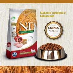 Ração Farmina N&D Ancestral Grain para Cães Sênior de porte Mini sabor Frango e Romã