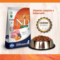 Ração N&D Pumpkin para Cães Filhotes Raças Média sabor Cordeiro, Abóbora e Blueberry 2,5kg