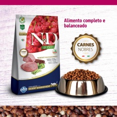 Ração Quinoa Weight N&D para Gatos Adultos sabor Cordeiro