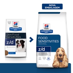 Ração Hill's Prescription Diet z/d para Cães Adultos Alergia Alimentares e da Pele 3,63 kg