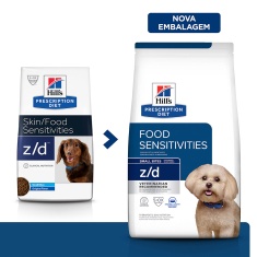 Ração Hill's Prescription Diet z/d Pedaços Pequenos para Cães Adultos Alergia Alimentares e da Pele 3,17 kg