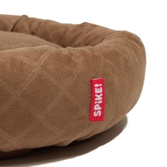 Cama Spike Velvet Redonda Bege para Cães e Gatos