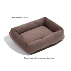 Cama Spike Retangular Veludo Café para Cães e Gatos