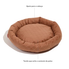 Cama Spike Velvet Redonda Bege para Cães e Gatos