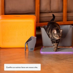 Bandeja Higiênica Cansei de Ser Gato Amarela para Gatos