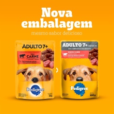 Ração Úmida Pedigree Sachê Carne ao Molho para Cães Adultos Sênior 7+ Anos 100 g