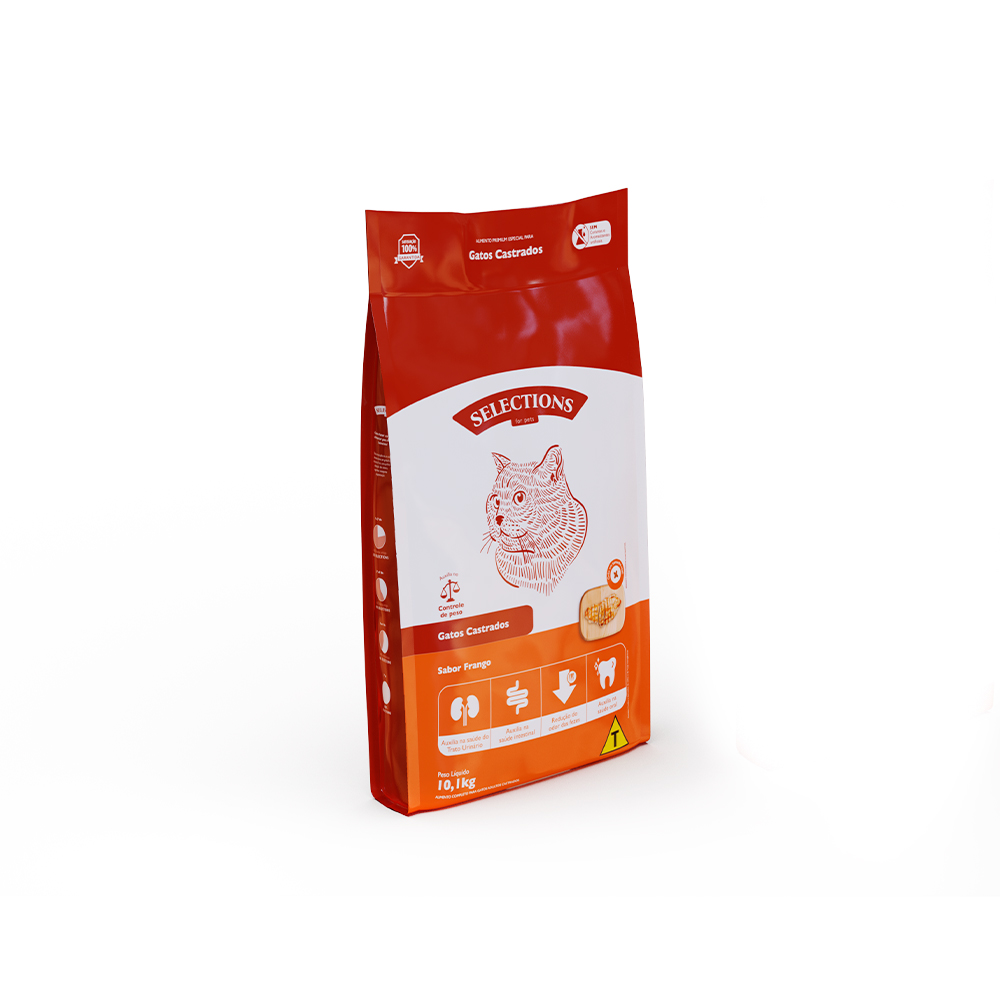 Ração Selections For Pet para Gatos Adultos Castrados Sabor Frango