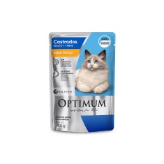 Ração Umida Optimum Sachê para Gatos Adultos Castrados Sabor Frango 85 g