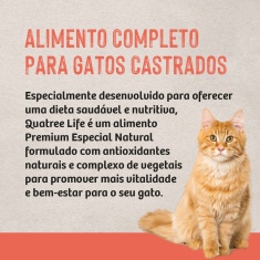 Ração Quatree Life para Gatos Castrados Sabor Salmão e Arroz