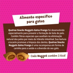 Snack Quatree Nuggets Previne Bola de Pelo para Gatos Sabor Frango 60g