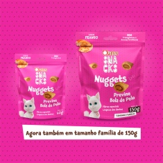 Snack Quatree Nuggets Previne Bola de Pelo para Gatos Sabor Frango 60g