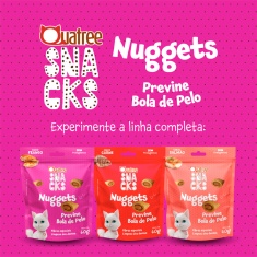 Snack Quatree Nuggets Previne Bola de Pelo para Gatos Sabor Frango 60g