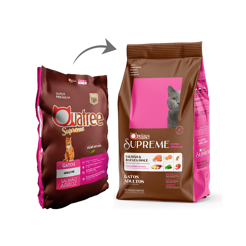 Ração Quatree Supreme para Gatos Adultos Sabor Salmão e Batata Doce
