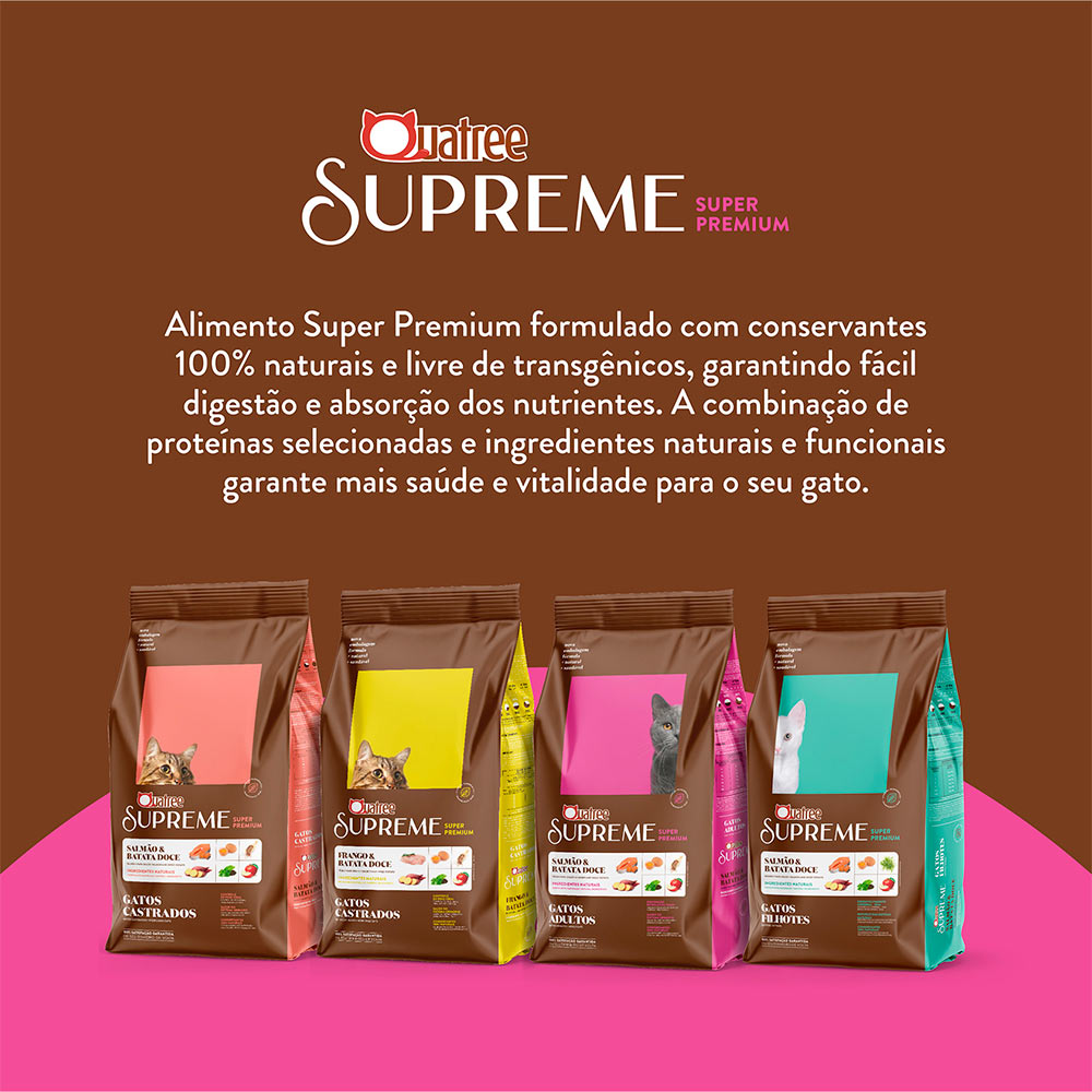 Ração Quatree Supreme para Gatos Adultos Sabor Salmão e Batata Doce