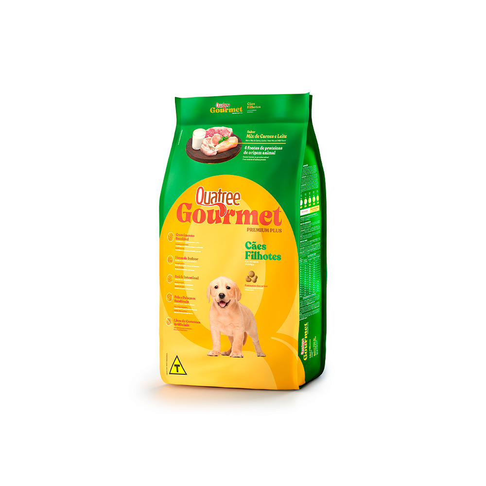 Ração Quatree Gourmet para Cães Filhotes Sabor Mix de Carnes e Leite