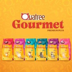 Ração Quatree Gourmet para Gatos Adultos Sabor Mix de Carnes