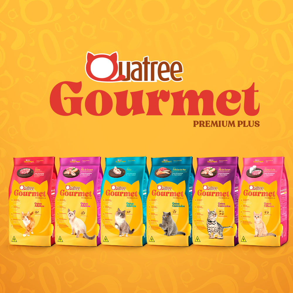 Ração Quatree Gourmet para Gatos Adultos Sabor Peixe