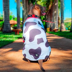 Roupa Dognerd Pela Vaquinha com UV50 Preto e Branco para Cães