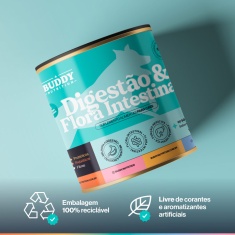 Suplemento Alimentar Buddy Nutrition Digestão & Flora Intestinal Sabor Carne Suína para Cães - 60 Tabletes