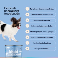 Suplemento Alimentar Buddy Nutrition Multi Funcional 8 em 1 Sabor Carne para Cães - 60 Tabletes