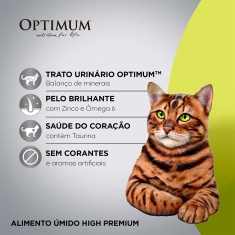 Ração Úmida Optimum Sachê para Gatos Adulto Sabor Carne 85 g