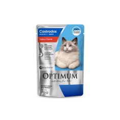 Ração Úmida Optimum Sachê para Gatos Adultos Castrados Sabor Carne 85g