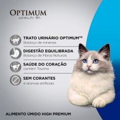 Ração Úmida Optimum Sachê para Gatos Adultos Castrados Sabor Carne 85g