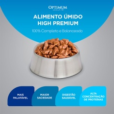 Ração Úmida Optimum Sachê para Gatos Adultos Castrados Sabor Carne 85g