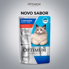 Ração Úmida Optimum Sachê para Gatos Adultos Castrados Sabor Carne 85g