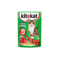 Ração Umida KiteKat Sachê para Gatos Adultos Sabor Cordeiro ao Molho 70g